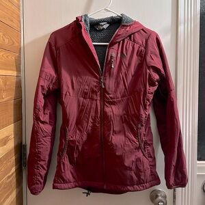 Burgundy and Grey Full Zip Hooded Jacket by Outdoor Research Women’s Small